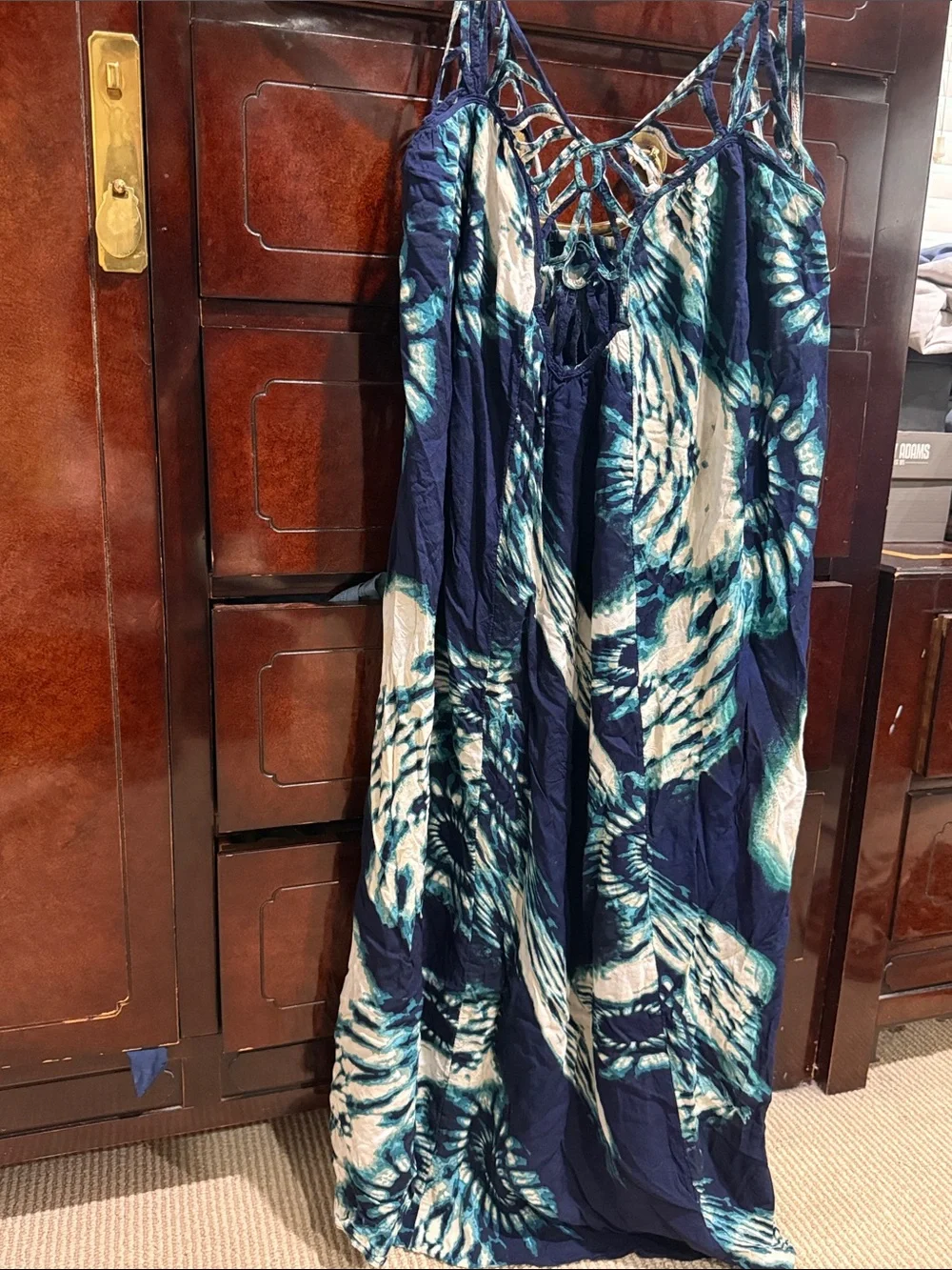 Anthropologie Navy Blue & Teal Tie-Dye Swim Coverup